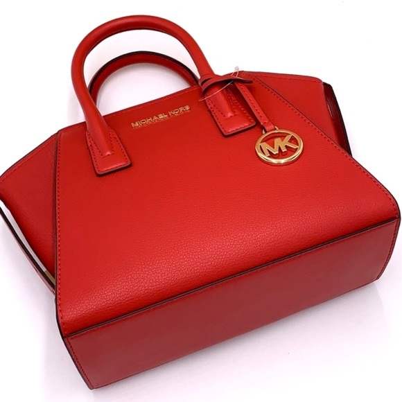 Michael Kors Avril Small Leather Top-Zip Satchel Color Flame - Picture 14 of 16